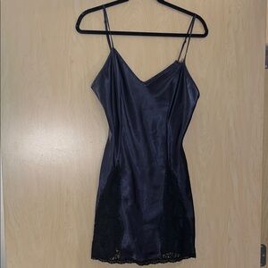 Victoria Secret Vintage Grey/ Black Satin Slip Dress
